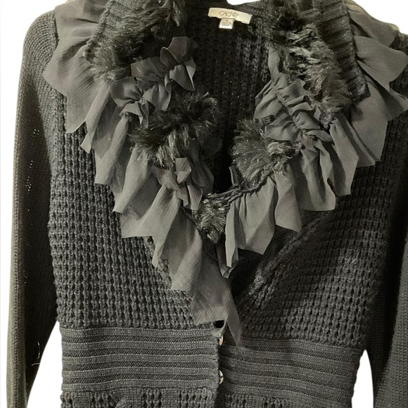 Cache Black Ruffled Cardigan - Picture 13 of 16